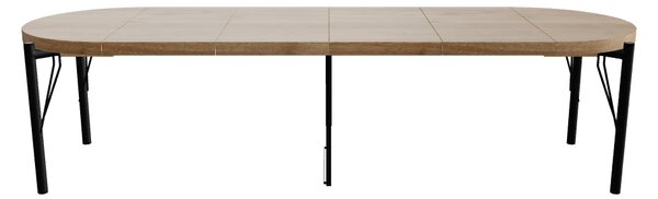 Masa extensibila INFERNO, stejar/negru, furnir/otel, 100/300x100x76 cm