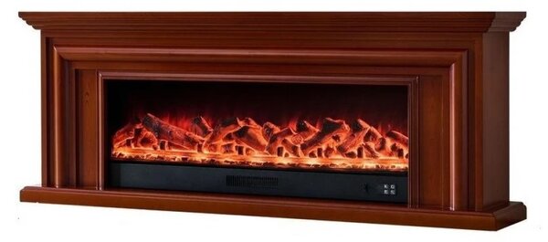 Șemineu electric cu efect LED realist cu 12 culori, Comodă TV, design elegant, control vocal și telecomandă, fără încălzire, 180 cm, Maro