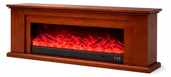 Șemineu electric cu efect LED realist cu 12 culori, Comodă TV, design elegant, control vocal și telecomandă, fără încălzire, 180 cm, Maro