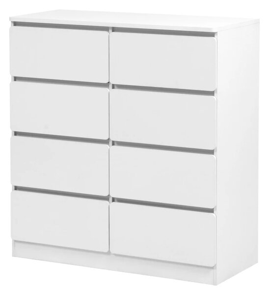Comodă modernă cu 8 sertare, 90x40x96 cm, Alb
