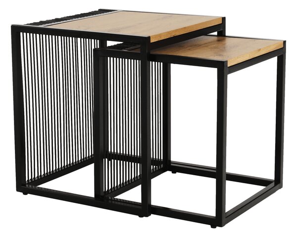 Set 2 masute RIMBO, stejar/negru