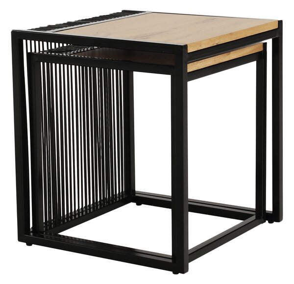 Set 2 masute RIMBO, stejar/negru