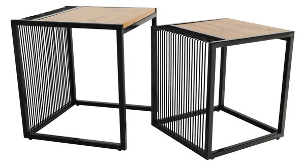 Set 2 masute RIMBO, stejar/negru