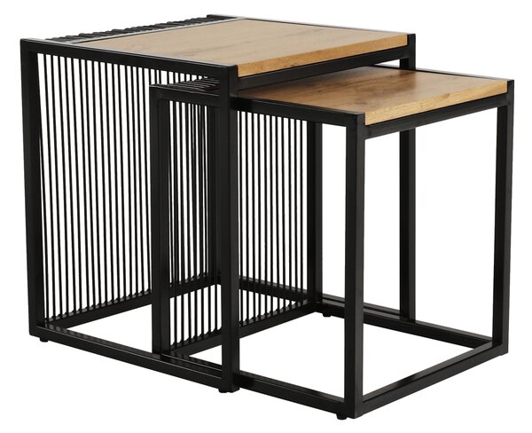 Set 2 masute RIMBO, stejar/negru