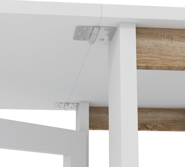 HOMCOM Masă Pliabilă Rabatabilă cu Roți, 2 Părți Rabatabile și Rafturi, 120x60x75 cm, Alb | Aosom Romania
