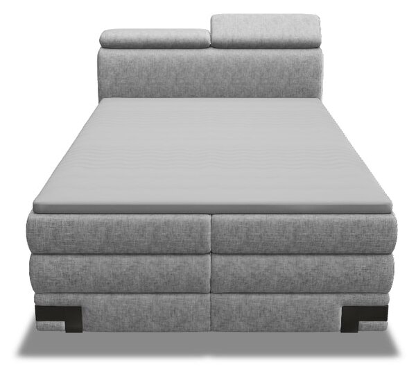 Pat boxspring KANO 160x200, stofa gri - Austin 17, cu saltea, topper