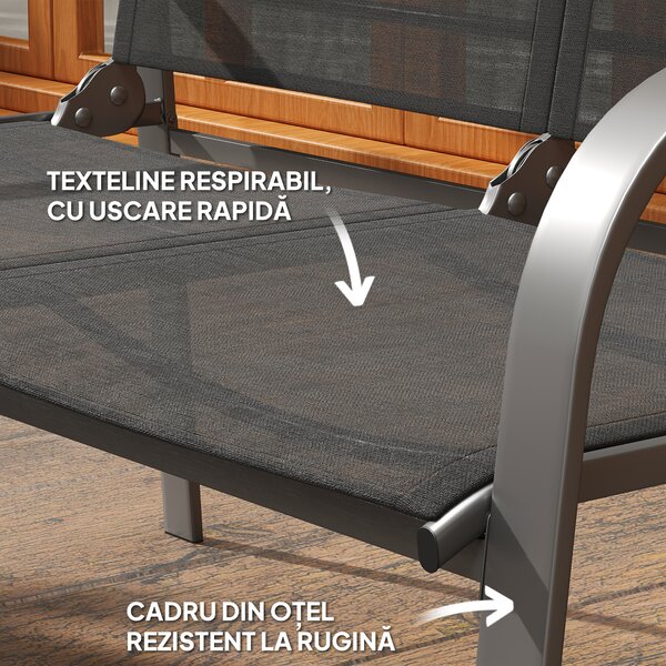 Outsunny Set de Mobilier de Grădină din 4 Piese cu Canapea, 2 Scaune și Masă de Cafea, 108x66x86 cm, Negru | Aosom Romania