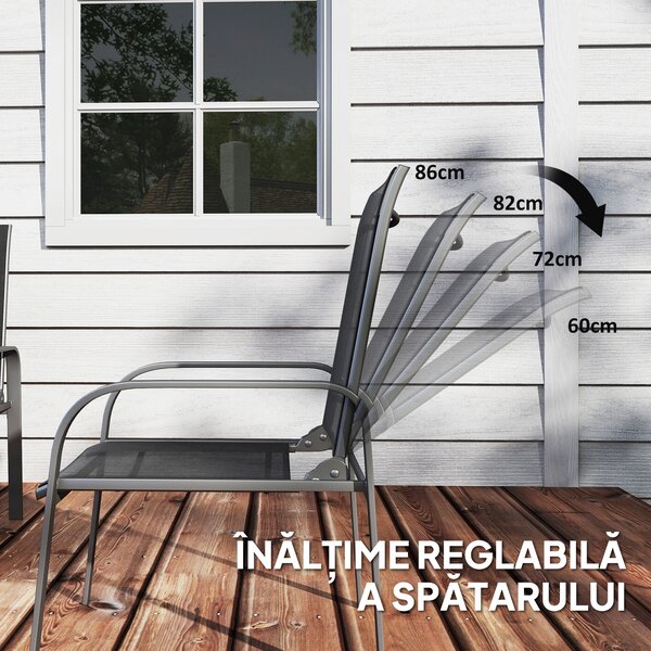 Outsunny Set de Mobilier de Grădină din 4 Piese cu Canapea, 2 Scaune și Masă de Cafea, 108x66x86 cm, Negru | Aosom Romania