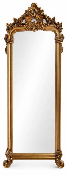 Oglindă decorativă de perete, ramă aurie antichizată, 168 x 69 cm