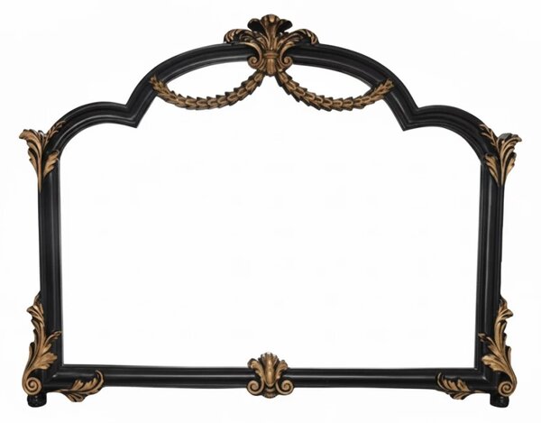 Oglindă decorativă de perete, ramă negru-aurii antichizată, 70x90 cm