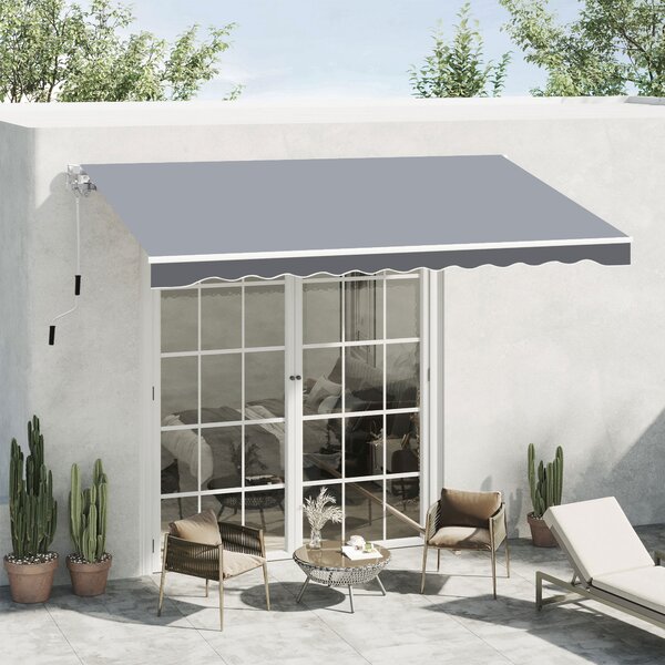 Outsunny Copertină de Soare Retractabilă Manual din Aluminiu și Țesătură Poliester, 2,5x2 m, Gri | Aosom Romania