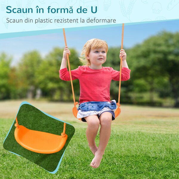 Leagan pentru Copii 3-8 Ani Outsunny, Otel si PE, Albastru si Portocaliu 163x145x181 cm| Aosom RO | Aosom Romania