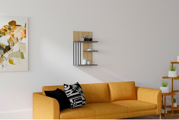 Raft NEZMA, stejar/gri antracit, PAL melaminat, 40x21x60 cm