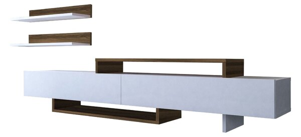 Mobilier living NIRVANA, alb/stejar inchis, PAL melaminat, 3 piese