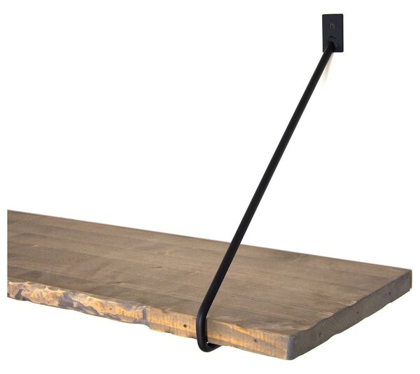 Polita WR038, nuc/negru, lemn de molid/metal, 60x14x20 cm