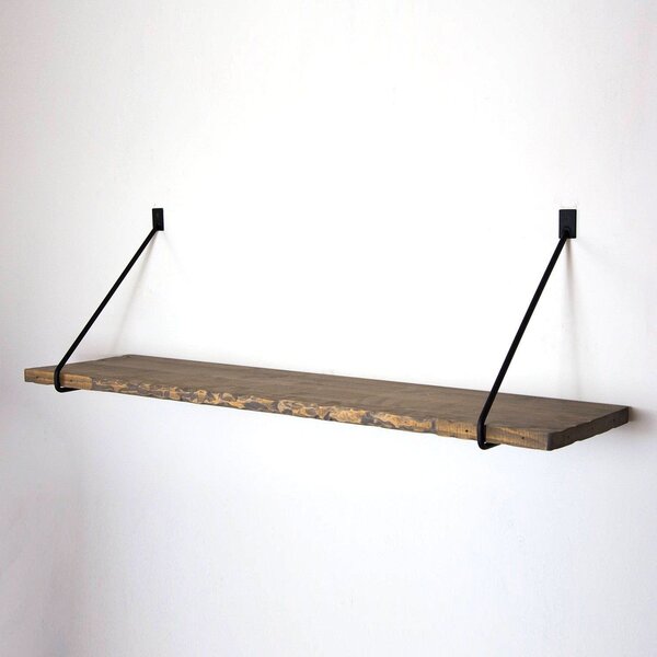 Polita WR038, nuc/negru, lemn de molid/metal, 60x14x20 cm