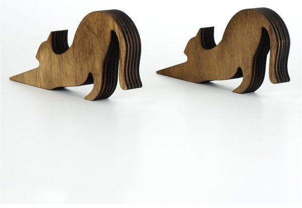 Set 2 opritoare pentru usa, nuc, lemn, 16x2x8 cm