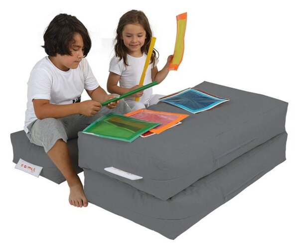 Set fotoliu cu 2 taburete pentru copii 248FRN1228, gri, poliester, 100