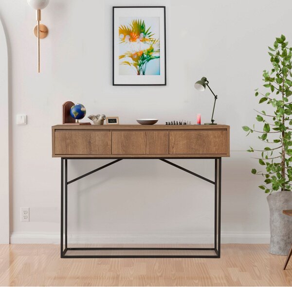 Consola MIA, nuc/negru, PAL melaminat/metal, 120x36x90 cm