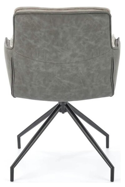 Scaun rotativ K523, gri/negru, stofa/piele ecologica, 61x61x85 cm