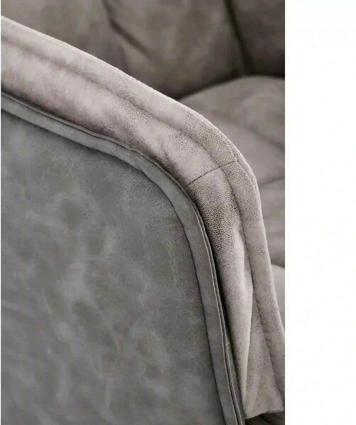 Scaun rotativ K523, gri/negru, stofa/piele ecologica, 61x61x85 cm