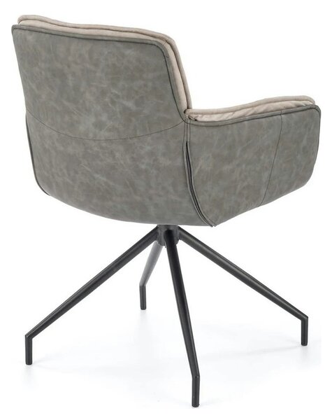 Scaun rotativ K523, gri/negru, stofa/piele ecologica, 61x61x85 cm