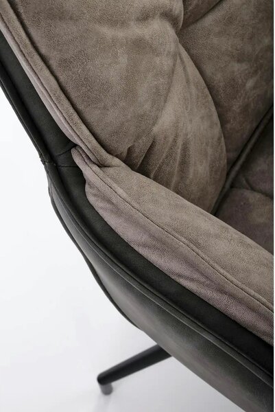 Scaun rotativ K523, gri/negru, stofa/piele ecologica, 61x61x85 cm