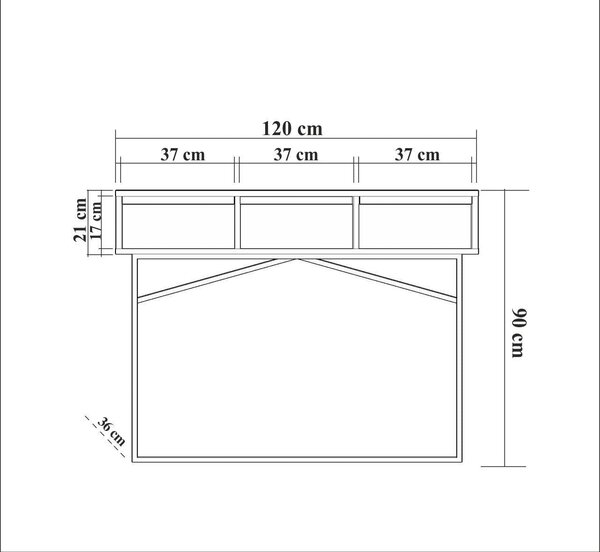 Consola MIA, nuc/negru, PAL melaminat/metal, 120x36x90 cm