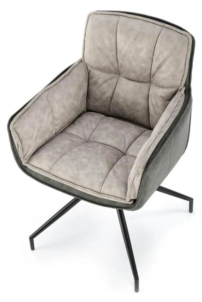 Scaun rotativ K523, gri/negru, stofa/piele ecologica, 61x61x85 cm