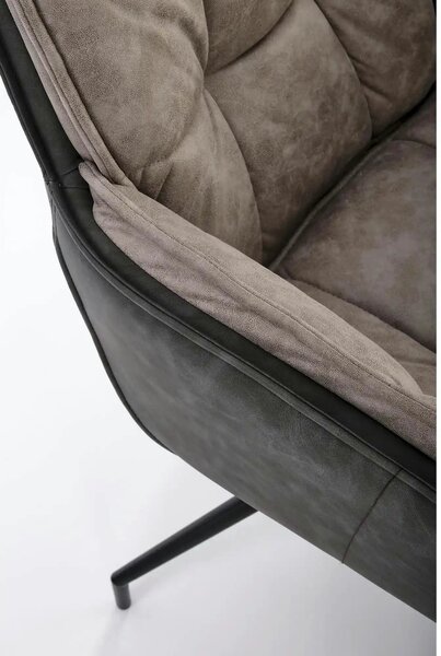 Scaun rotativ K523, gri/negru, stofa/piele ecologica, 61x61x85 cm