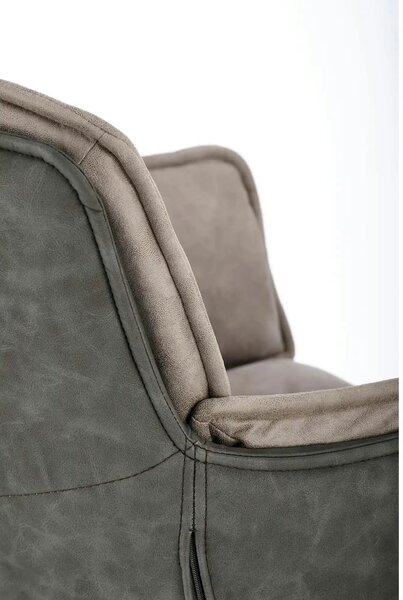 Scaun rotativ K523, gri/negru, stofa/piele ecologica, 61x61x85 cm