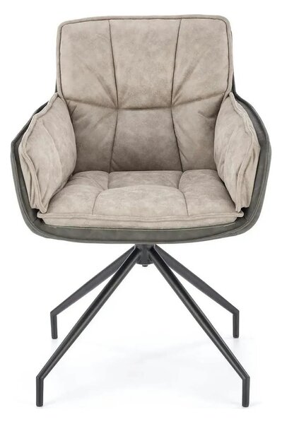 Scaun rotativ K523, gri/negru, stofa/piele ecologica, 61x61x85 cm