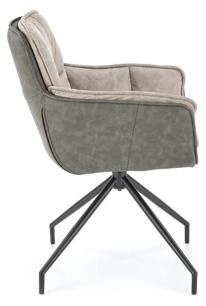 Scaun rotativ K523, gri/negru, stofa/piele ecologica, 61x61x85 cm