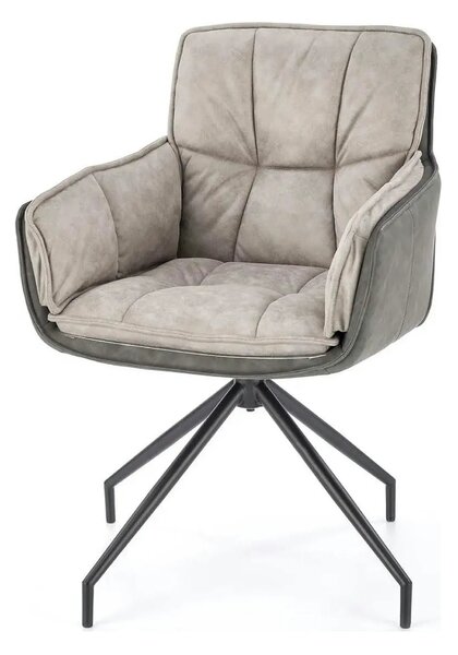 Scaun rotativ K523, gri/negru, stofa/piele ecologica, 61x61x85 cm