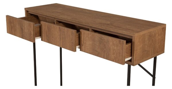 Consola MIA, nuc/negru, PAL melaminat/metal, 120x36x90 cm
