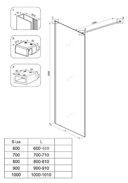 Paravan de duș Walk-In Mediterraneo Trixie 80 cm, sticlă securizată 8 mm, profil negru mat
