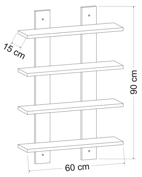 Raft LAUREL, alb, PAL melaminat, 60x16x90 cm