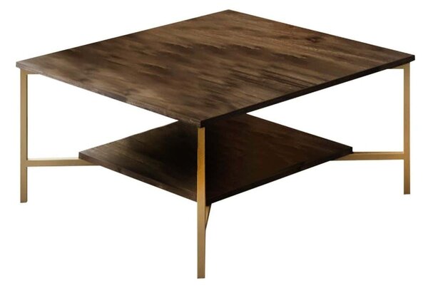 Masuta cafea Gold Line, nuc/negru, PAL, 80x80x40 cm