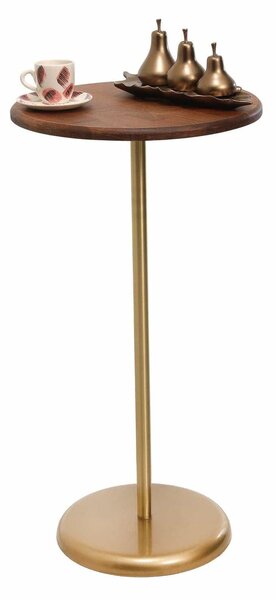 Masuta cafea 1032-1, auriu/stejar, metal/lemn, 40x40x75 cm