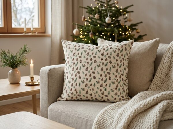 Fata de perna din bumbac PINE CONES 45x45 cm, colorat