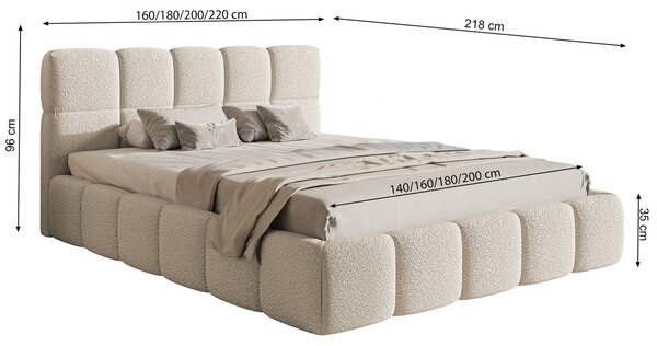 Pat matrimonial 180 cm Cirsten 180B (cu somieră) (Gri). Promo -16%. 1099489