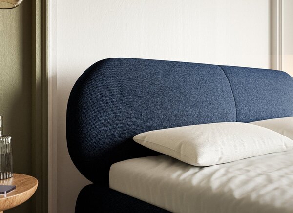 Pat matrimonial 160 cm Octave 160B (cu somieră) (albastru marin + auriu). Promo -15%. 1099994