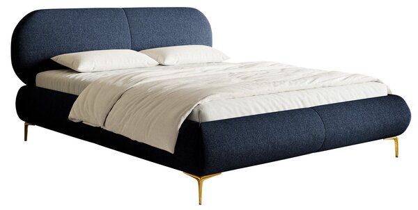 Pat matrimonial 160 cm Octave 160B (cu somieră) (albastru marin + auriu). Promo -15%. 1099994