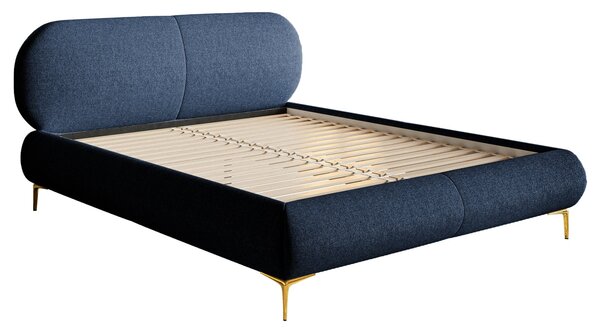 Pat matrimonial 160 cm Octave 160B (cu somieră) (albastru marin + auriu). Promo -15%. 1099994