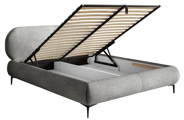 Pat matrimonial 140 cm Octave 140 (cu somieră) (cu sp. depozitare) (gri + negru). Promo -22%. 1099968