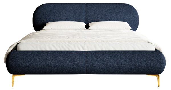 Pat matrimonial 160 cm Octave 160B (cu somieră) (albastru marin + auriu). Promo -15%. 1099994