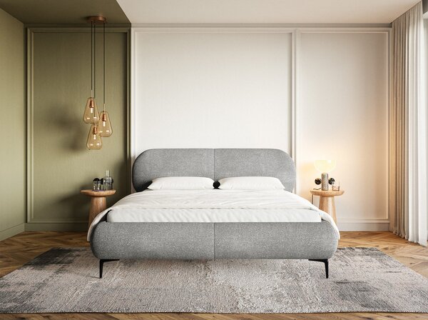Pat matrimonial 140 cm Octave 140 (cu somieră) (cu sp. depozitare) (gri + negru). Promo -22%. 1099968