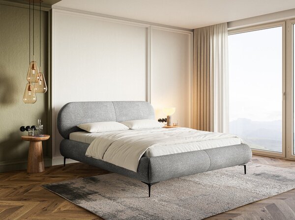Pat matrimonial 140 cm Octave 140 (cu somieră) (cu sp. depozitare) (gri + negru). Promo -22%. 1099968