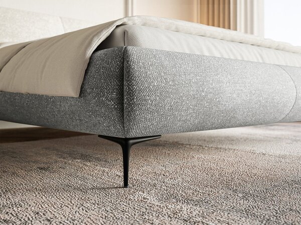 Pat matrimonial 140 cm Octave 140 (cu somieră) (cu sp. depozitare) (gri + negru). Promo -22%. 1099968