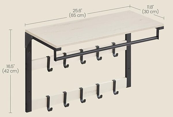 Cuier Vasagle Alb 65x30x30 cm